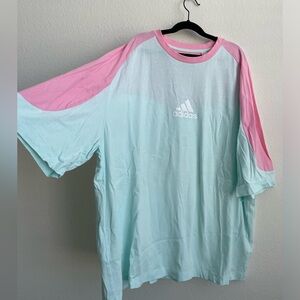 pink and teal adidas tee